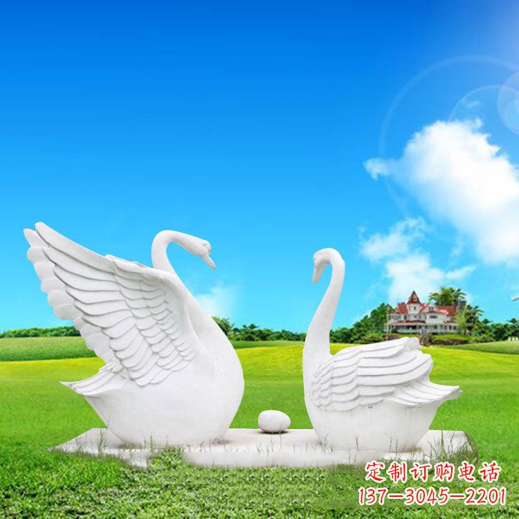 安阳精美石雕天鹅情侣动物雕塑摆件