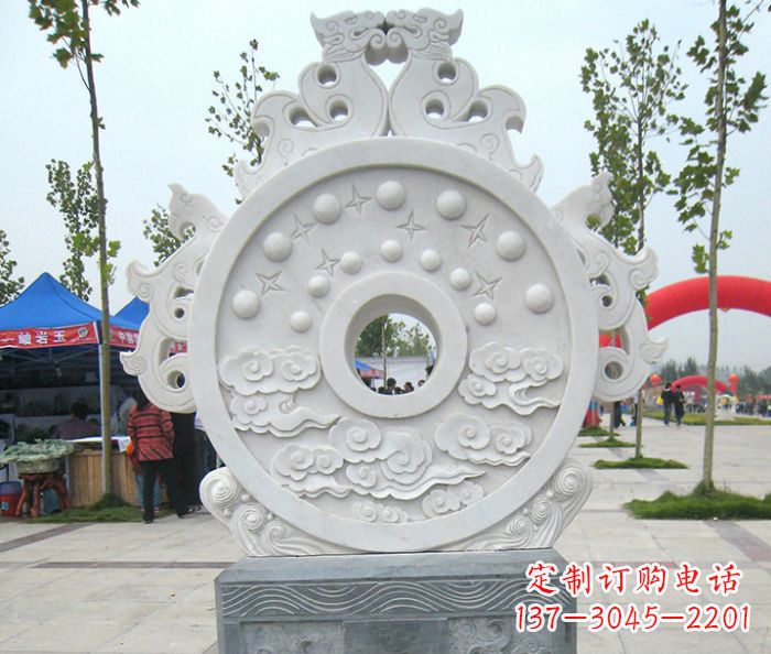 安阳精雕细琢汉白玉双龙石门墩雕塑