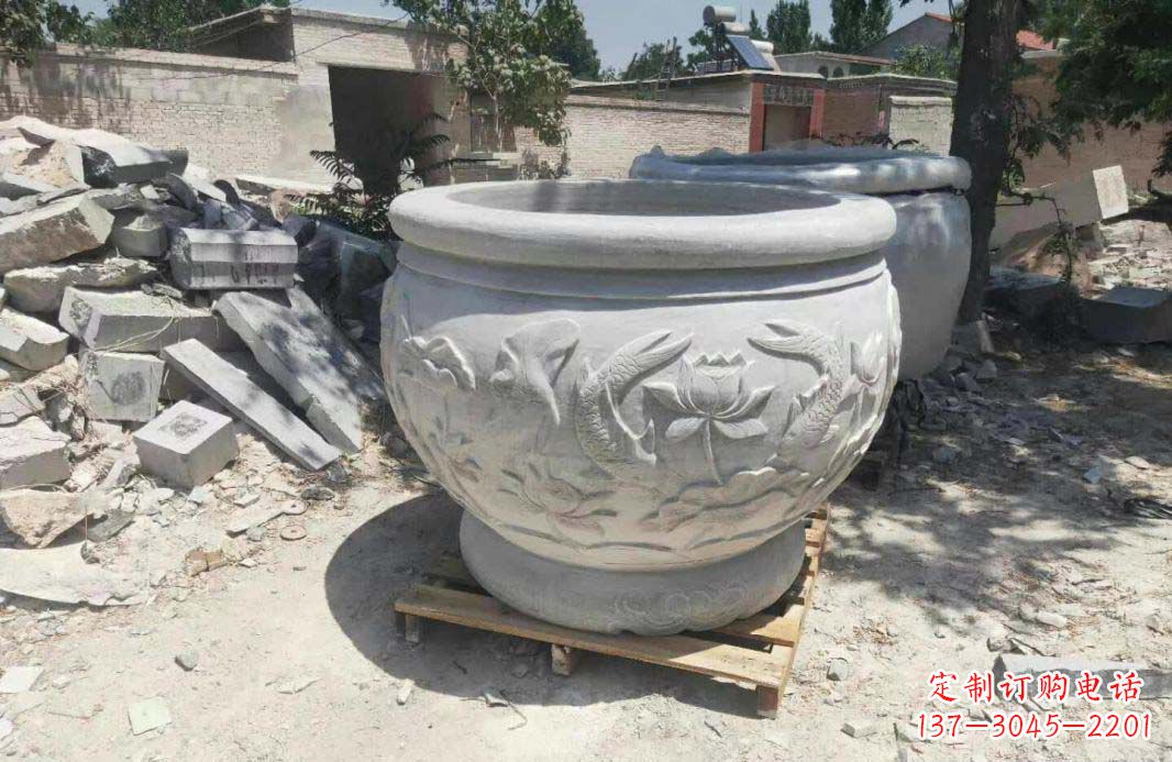 安阳汉白玉水缸,精美完美的雕刻纪念