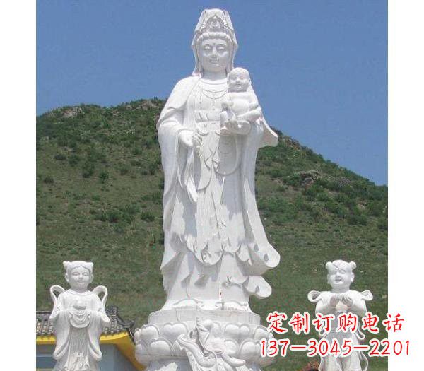 安阳汉白玉观音善财童子龙女雕塑
