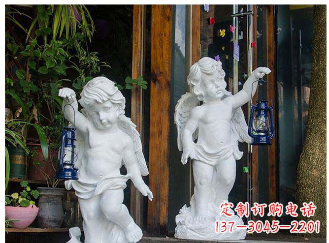 安阳白玉天使雕塑,夜晚的灯火璀璨