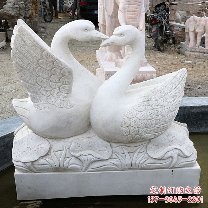 安阳精美绝伦的汉白玉天鹅石雕塑