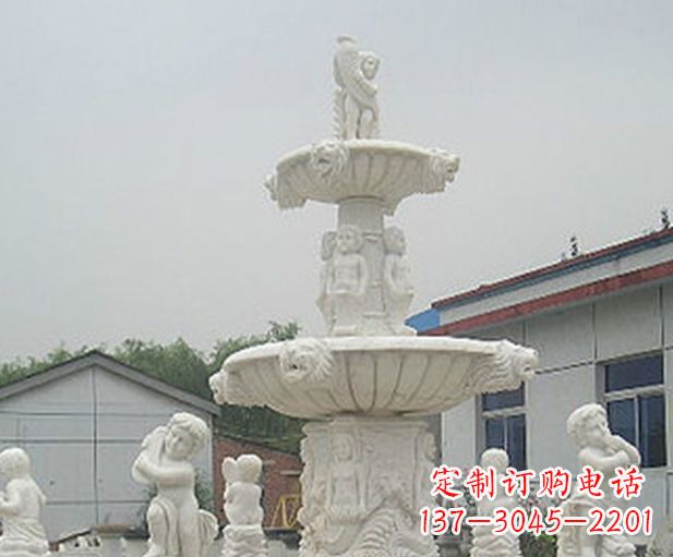 安阳汉白玉天使大型喷泉石雕