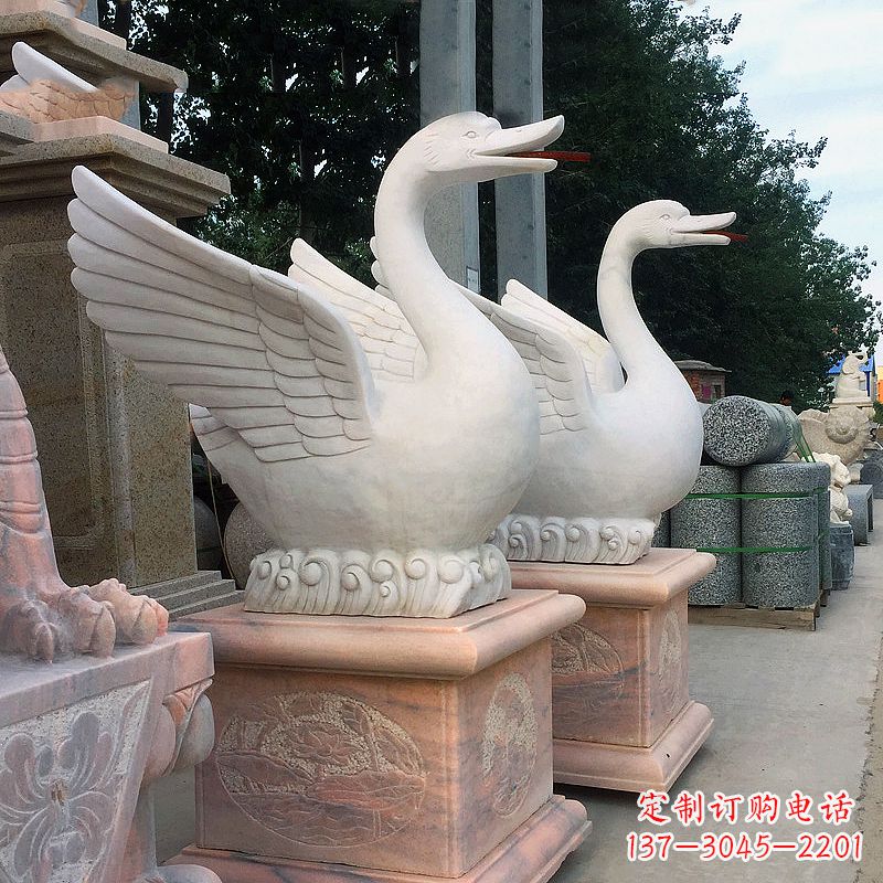 安阳汉白玉天鹅雕塑,让庭院都享受激越的视觉奇观