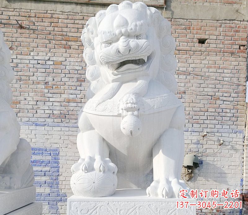 安阳正宗汉白玉狮子门墩雕塑