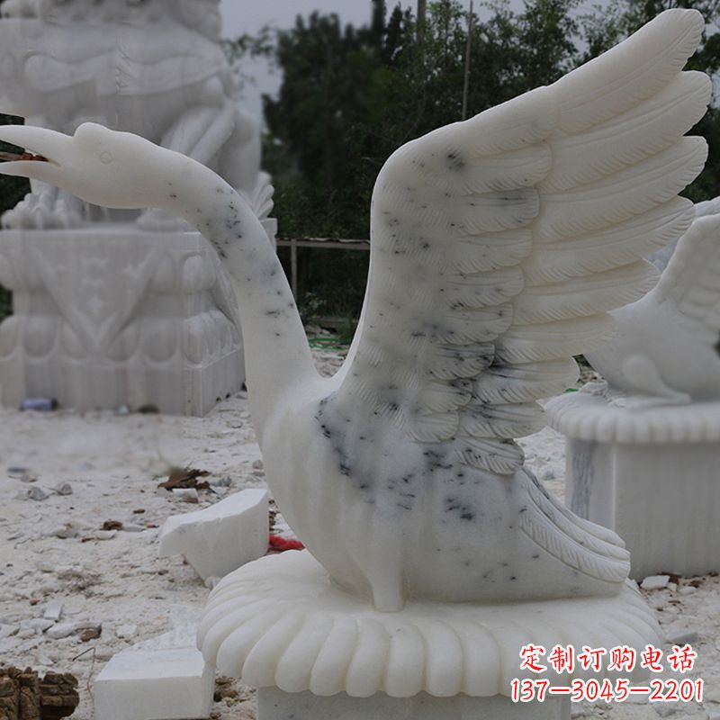 安阳汉白玉天鹅石雕,精美绝伦,令人叹为观止