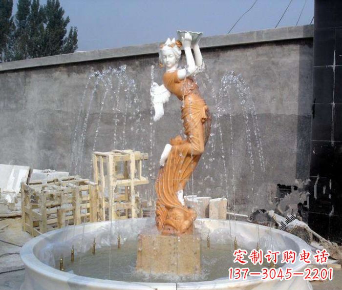 安阳高端石膏西方人物公园喷泉雕塑
