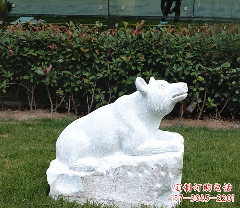 安阳唯美可爱的汉白玉小区动物熊雕塑