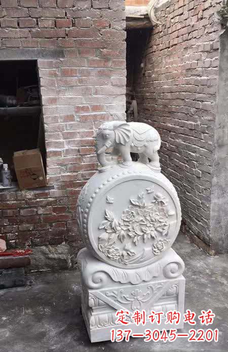 安阳汉白玉小象抱鼓石雕塑之美