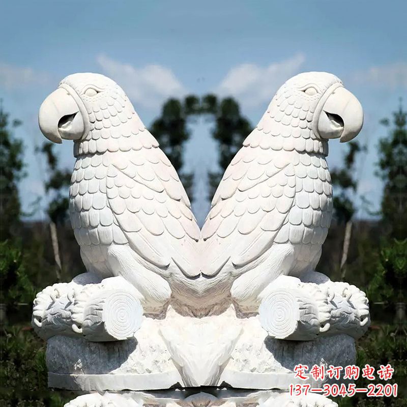 安阳汉白玉鹦鹉石雕,令你赏心悦目