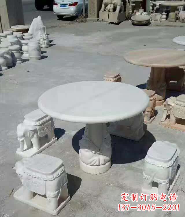 安阳百变汉白玉圆形石桌凳,让家居更具格调