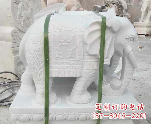 安阳瑞气四溢的汉白玉招财大象雕塑