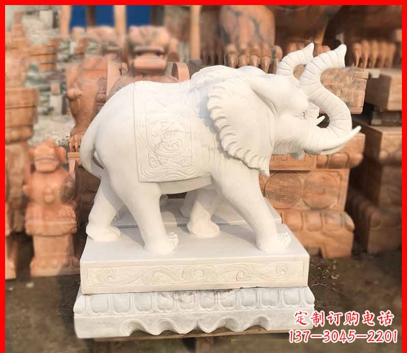 安阳汉白玉招财大象雕塑