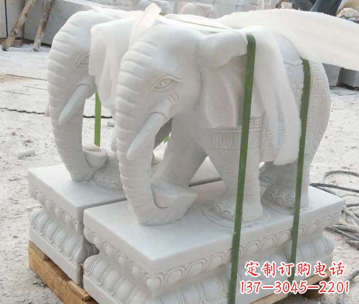 安阳汉白玉招财大象门口石雕定制