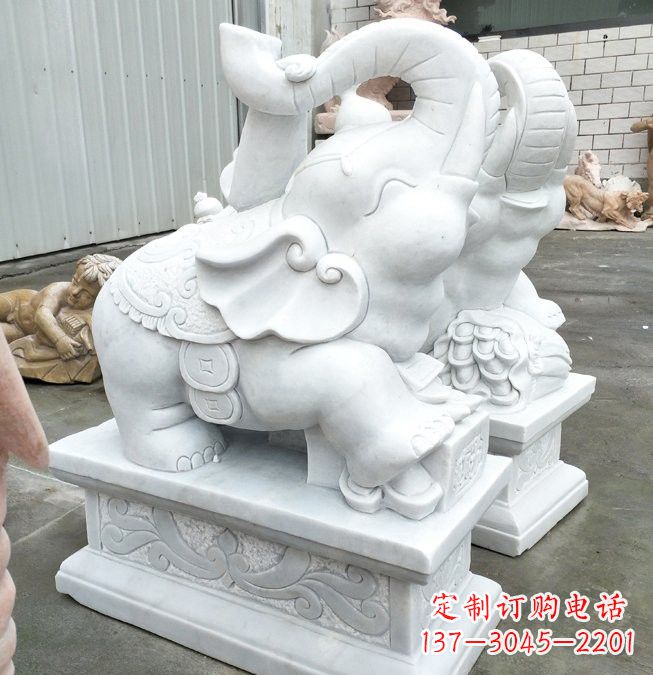 安阳汉白玉招财运小象雕塑
