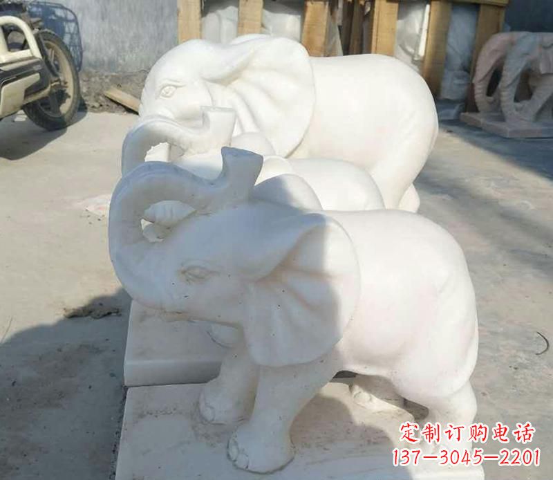 安阳高端汉白玉招财小象雕塑