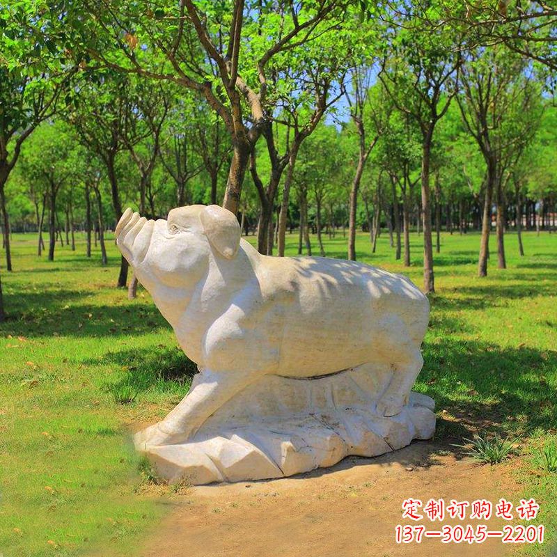 安阳传统十二生肖精美手工猪石雕动物雕塑