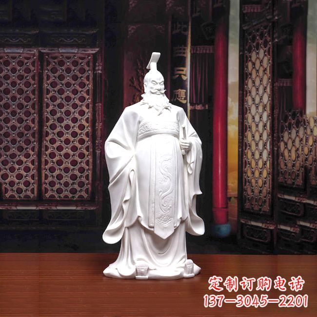 安阳汉白玉石雕刻,高贵内敛的汉武帝刘彻汉雕像