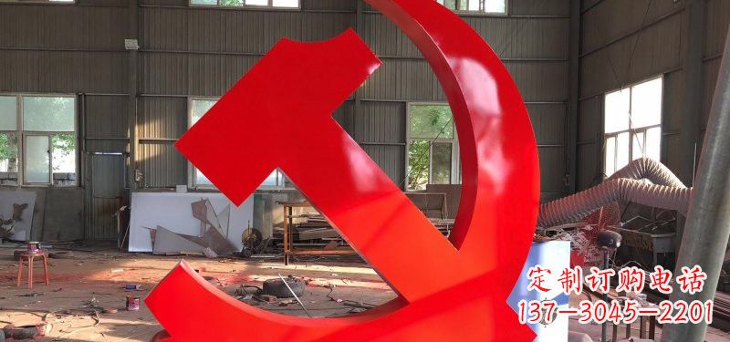 安阳河南不锈钢党徽雕塑,精致而完美