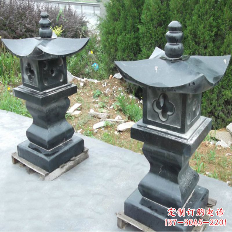 安阳黑曜石材质灯笼雕塑