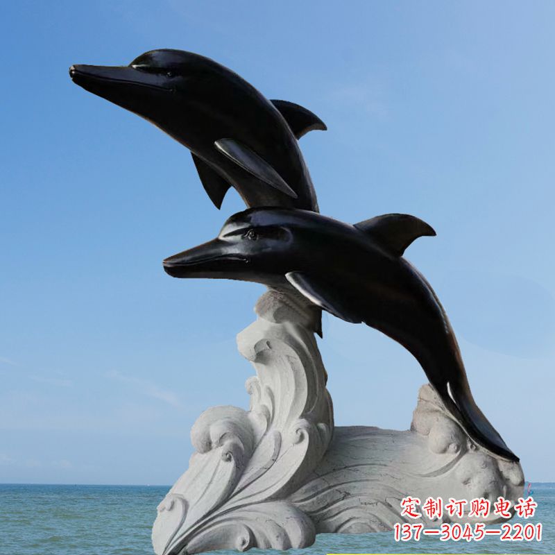 安阳黑曜石海豚石雕,让您的家园更加精美