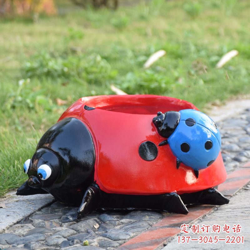 安阳红色玻璃钢七星瓢虫花盆