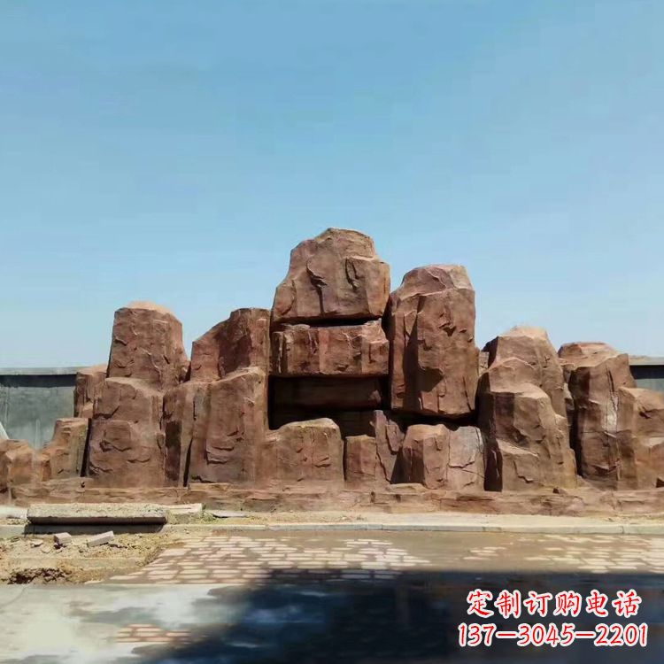 安阳假山雕塑,红色塑石精美制作