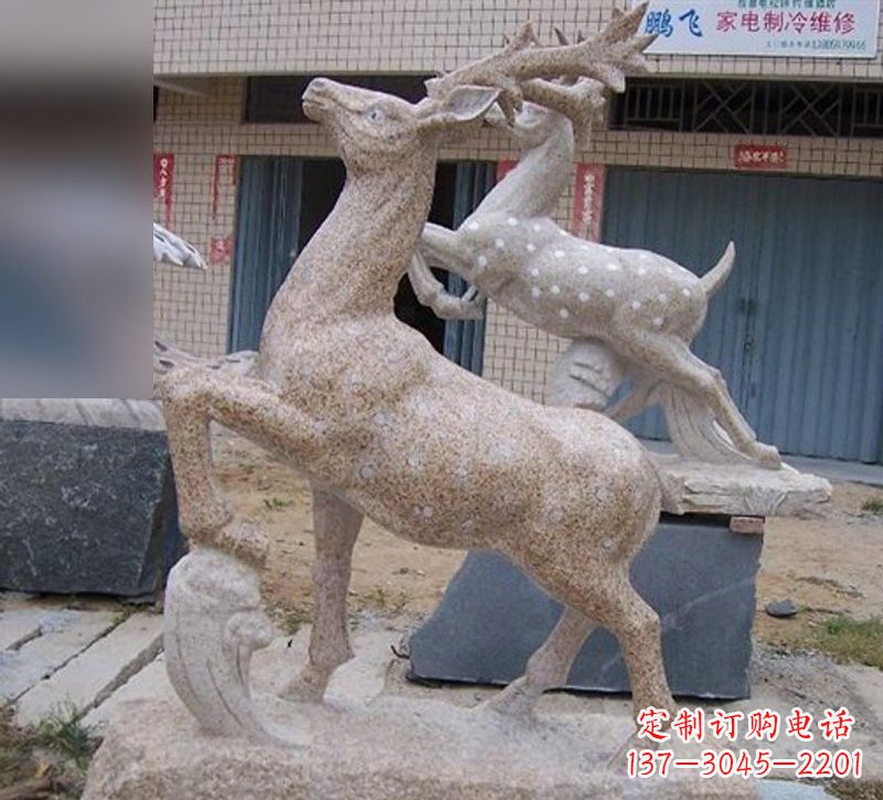 安阳花岗岩梅花鹿雕塑,象征着美丽的永恒