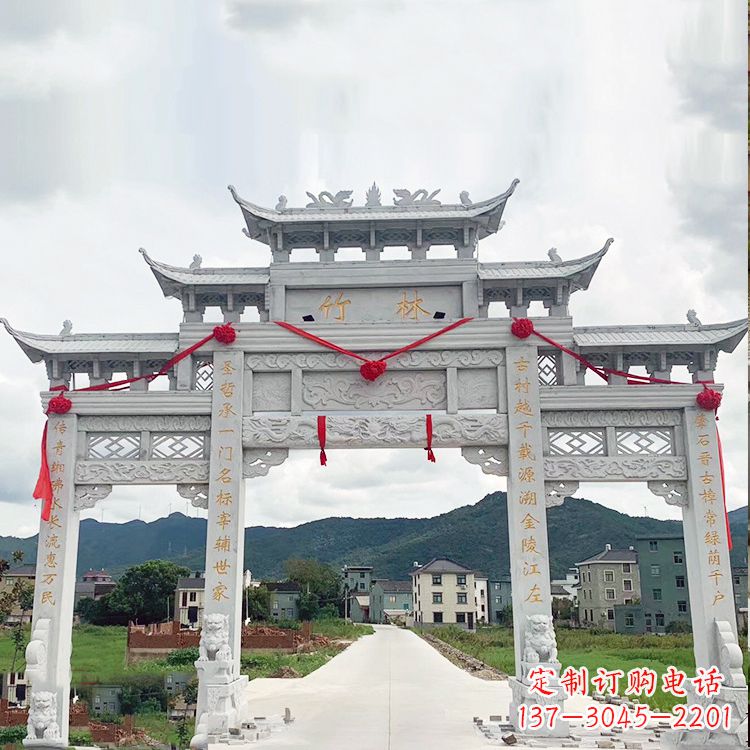 安阳花岗岩三门石牌坊雕塑