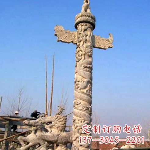 安阳象征古老华夏文化的华表柱子雕塑