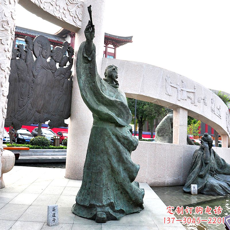 安阳画史画圣吴道子仿古铜雕像