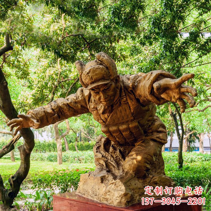 安阳黄继光铜雕半身像-公园名人著名抗战英雄人物雕像