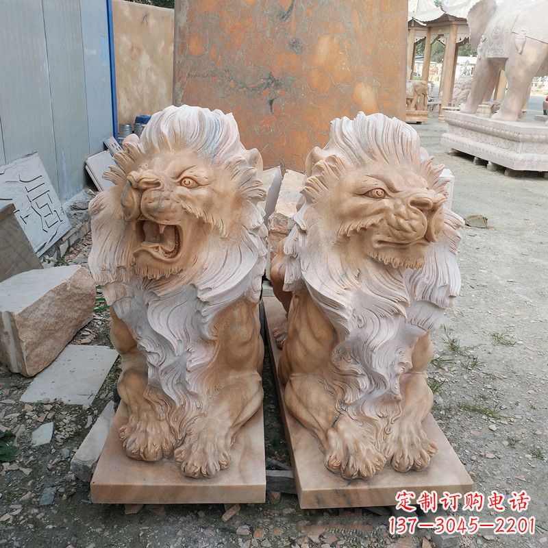 安阳风格多样的狮子雕塑