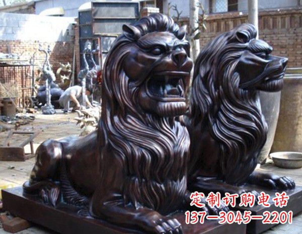 安阳浓郁艺术气息的精美铜雕狮子