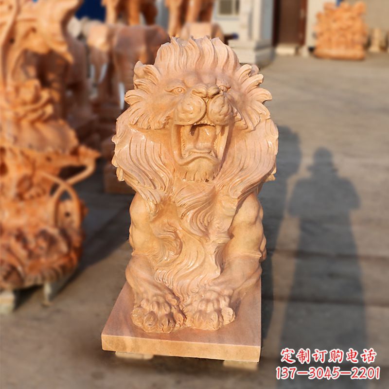 安阳象征力量的汇丰狮子红石雕