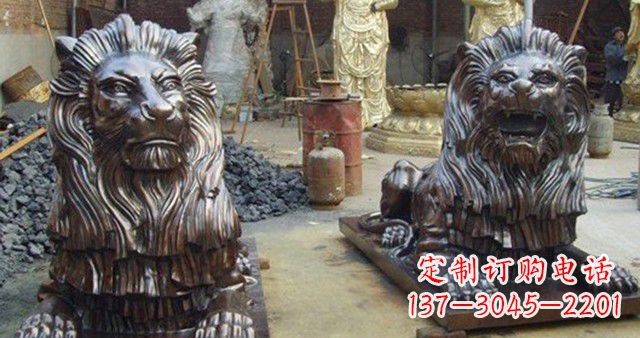 安阳汇丰铜狮子雕塑,令人叹为观止