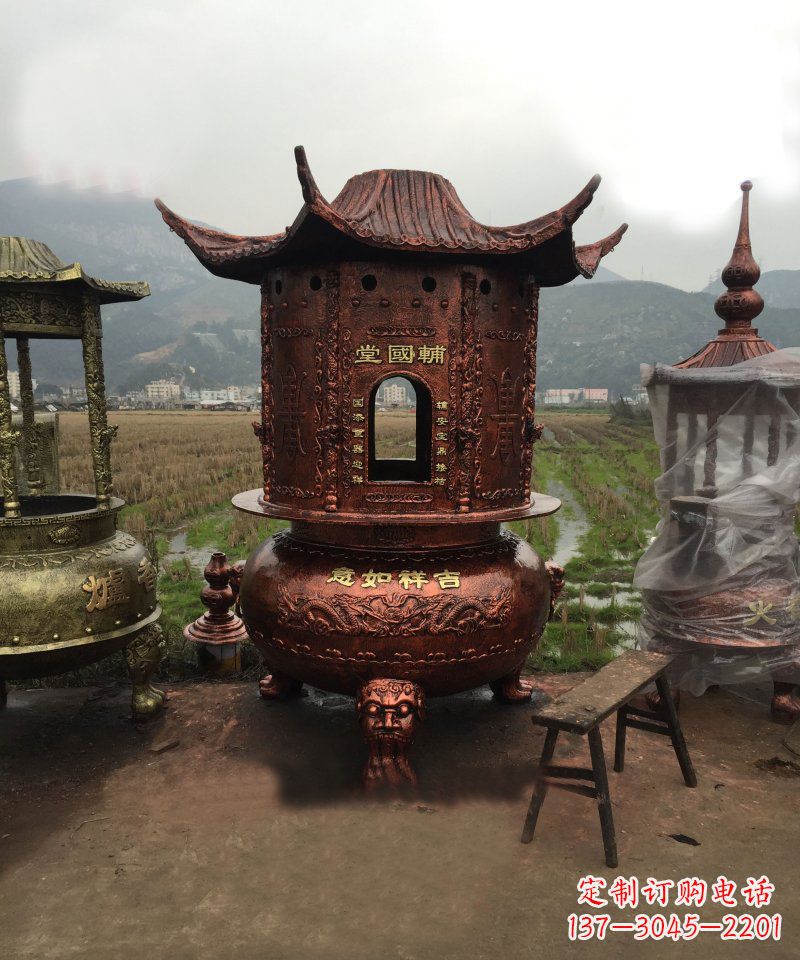 安阳锻铜吉祥如意香炉雕塑