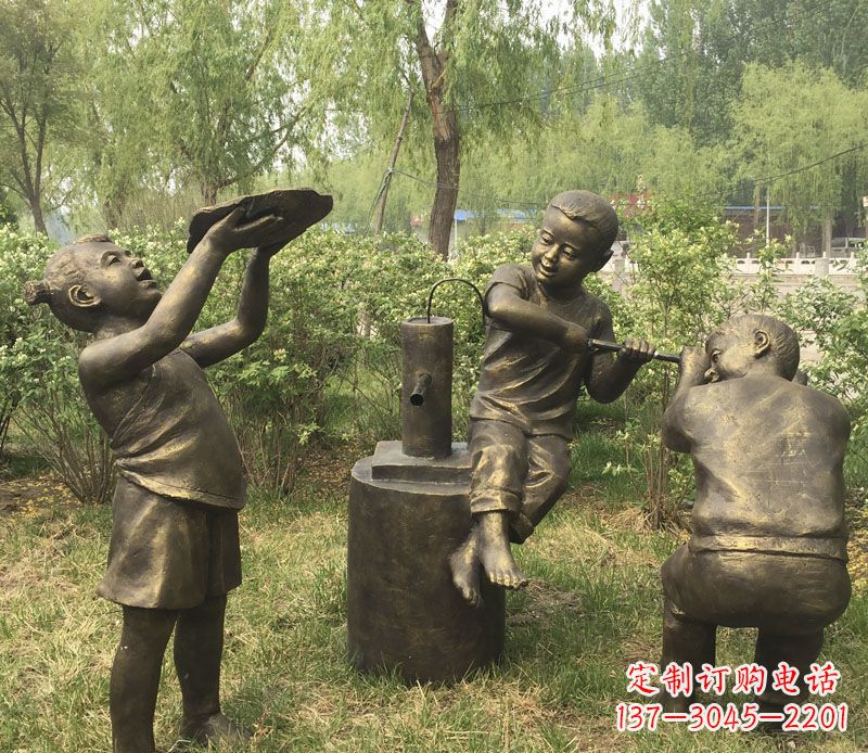 安阳艺术熊孩子,活泼可爱的儿童雕塑