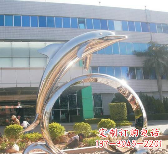 安阳精致的不锈钢海豚雕塑