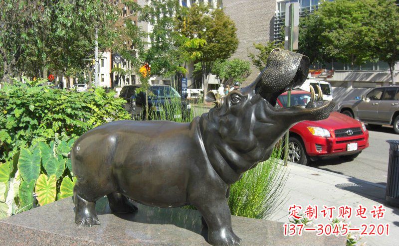 安阳精美细腻的街边河马铜雕