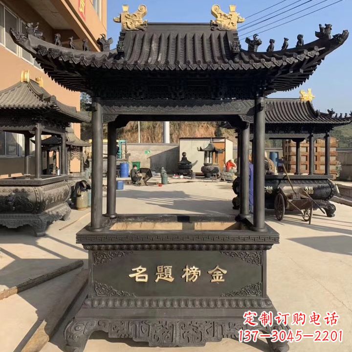 安阳传承经典，精致细腻的九鼎香炉雕塑