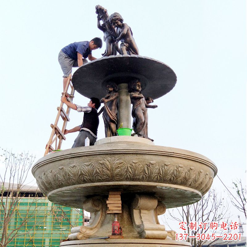 安阳精美金蝉石喷泉雕塑