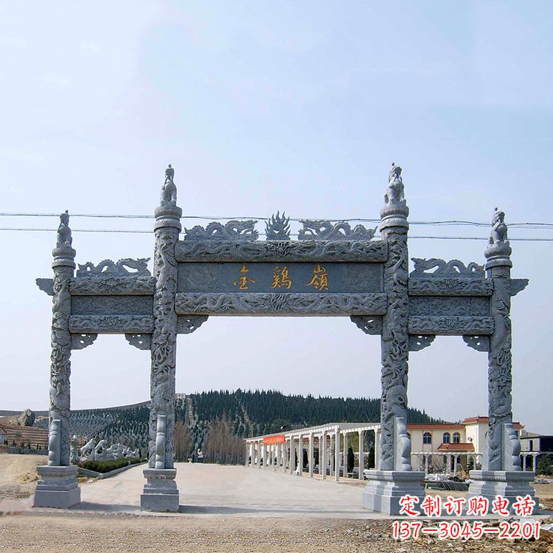 安阳金鸡岭景区石雕牌坊特色雕塑定制