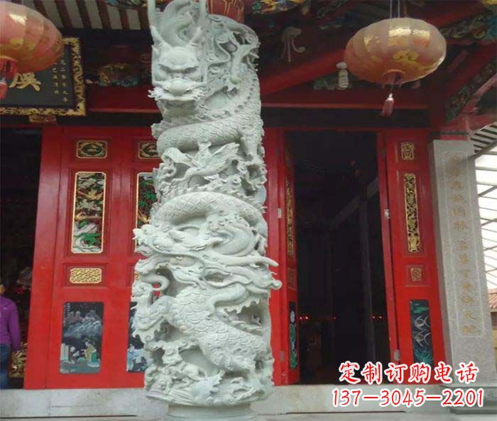 安阳精美的大理石龙柱雕塑