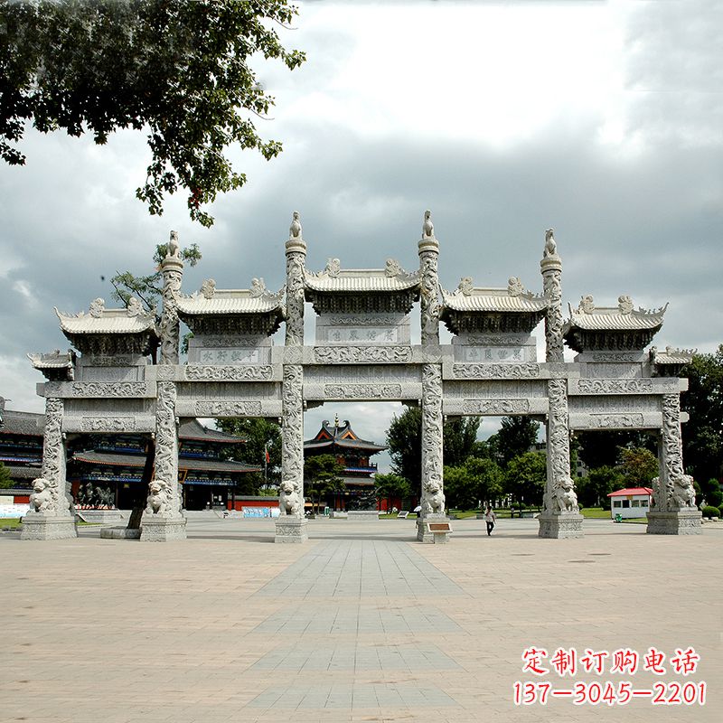 安阳精美五门石牌坊雕塑定制