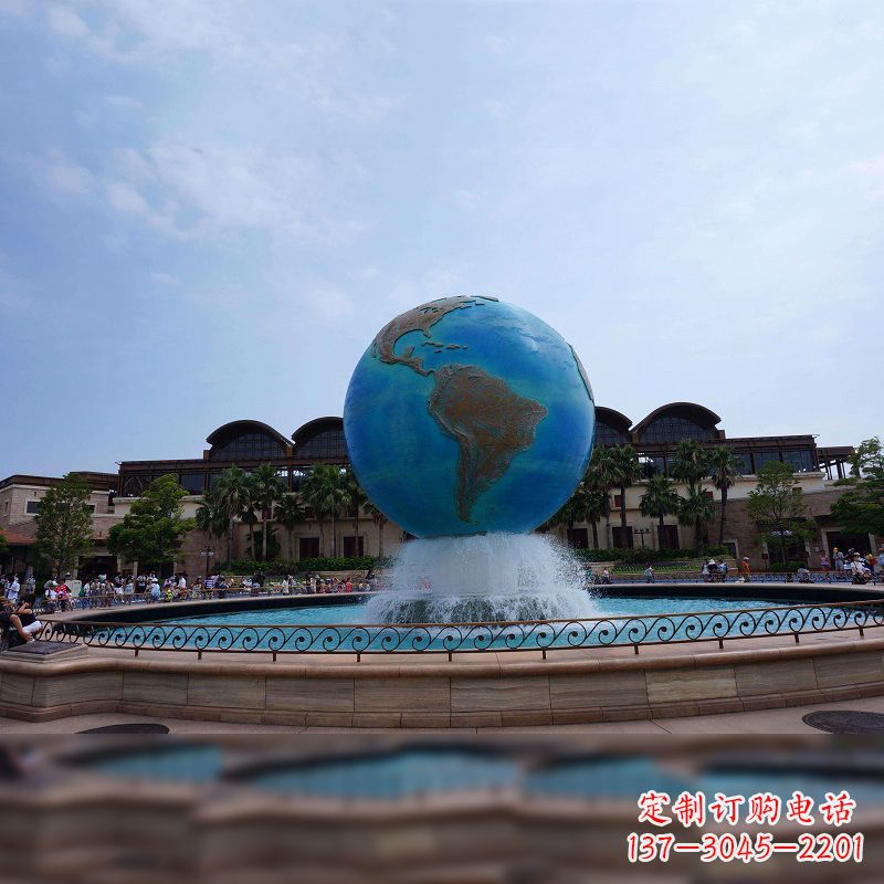 安阳视觉奇景,不锈钢水景喷泉地球仪雕塑
