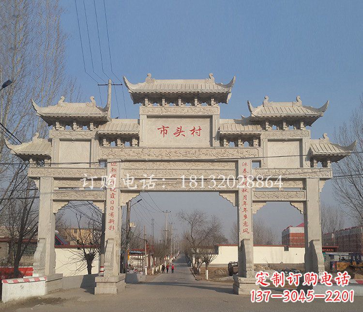 安阳景区三门七楼石雕牌坊——精美绝伦的牌坊雕塑