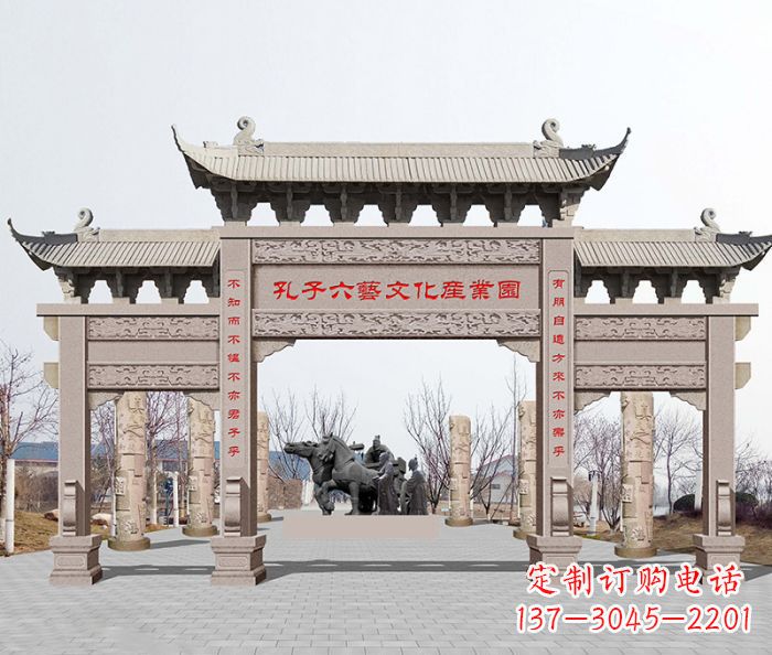 安阳景区三门石雕牌坊-高质美观可靠的雕塑装置