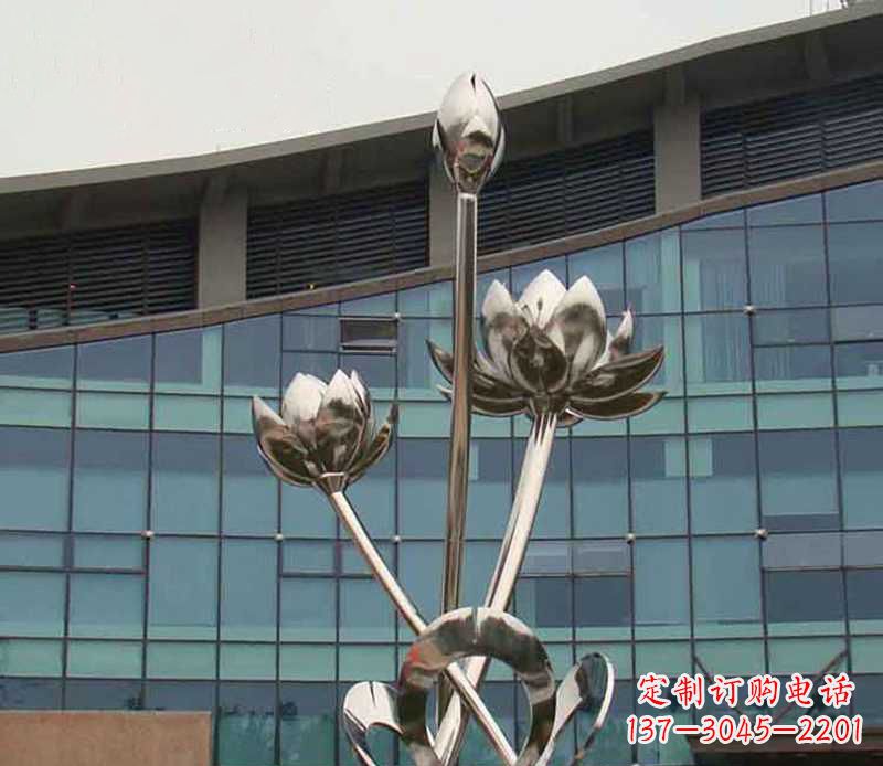 安阳优质镜面不锈钢荷花塑像