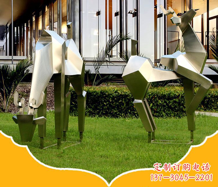 安阳镜面福鹿不锈钢雕塑